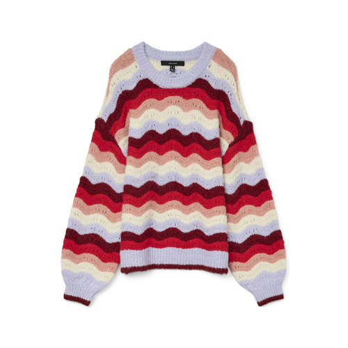 VERO MODA gestreepte trui met wol rood gebreid afbeelding