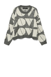 thumbnail: Grijs en ecru dames VERO MODA trui gebreid van polyester met lange mouwen en ronde hals