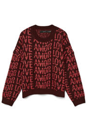 thumbnail: VERO MODA trui donkerrood gebreid