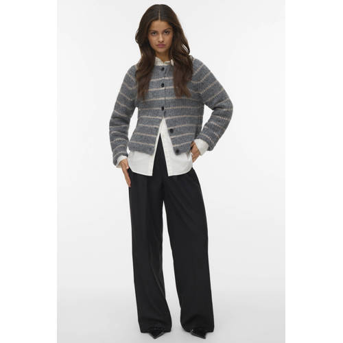 VERO MODA gestreepte vest grijs gebreid afbeelding