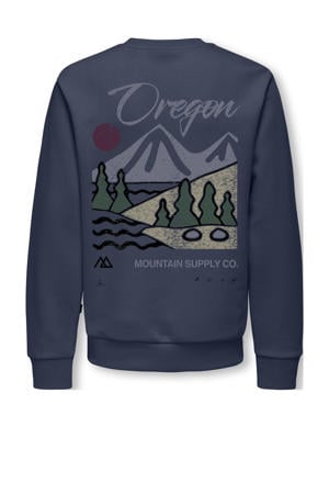 sweater met backprint donkerblauw