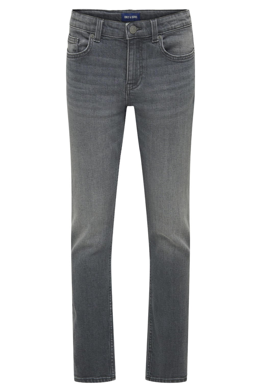 Grey denim jongens ONLY & SONS JUNIOR regular waist regular fit jeans van denim met effen