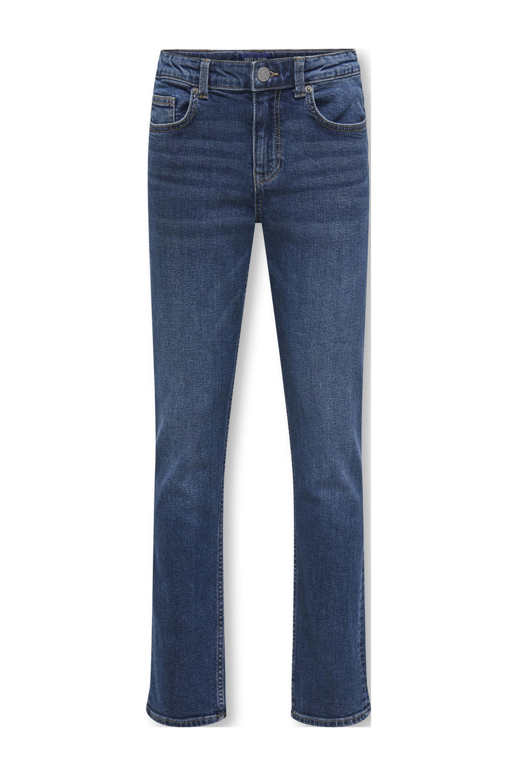 Dark blue denim jongens ONLY & SONS JUNIOR regular waist regular fit jeans dark blue van denim met effen