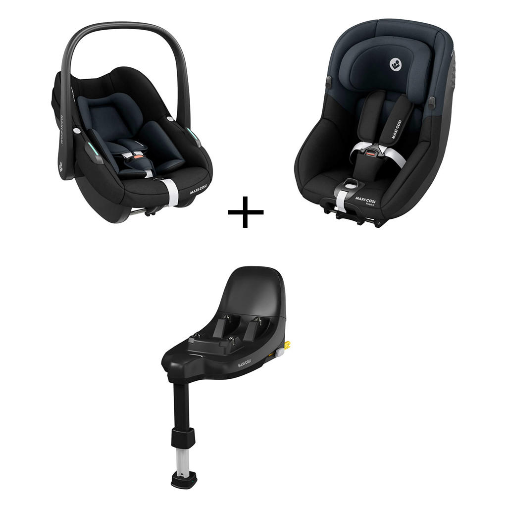 Maxi-Cosi Pearl S, Pebble S Tonal Black en FamilyFix S base