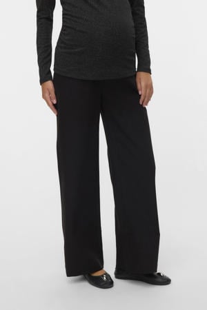 wide leg regular waist zwangerschaps casual broek zwart