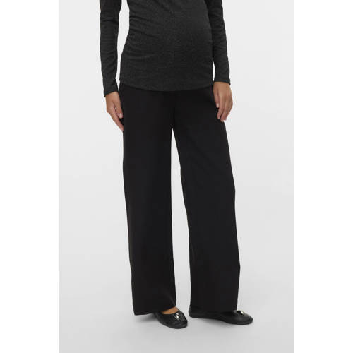 MAMALICIOUS wide leg regular waist zwangerschaps casual broek zwart afbeelding