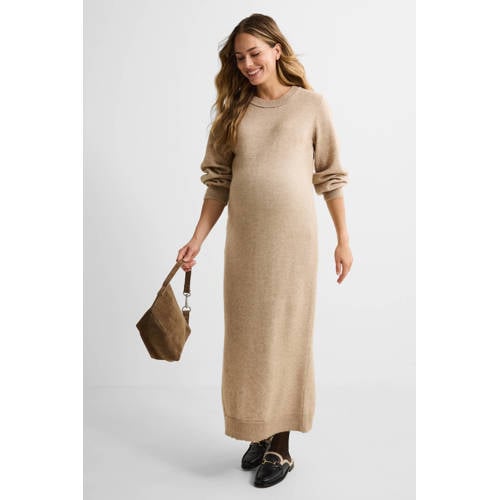 MAMALICIOUS zwangerschaps jurk gebreid beige afbeelding