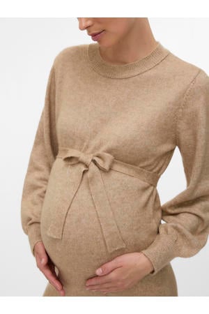 zwangerschaps jurk gebreid beige