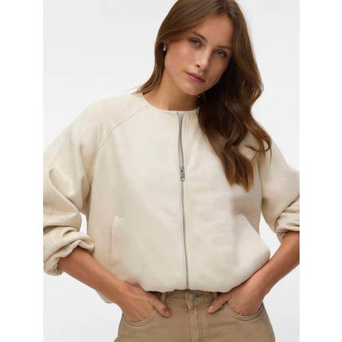 VERO MODA suede bomberjack lichtgrijs afbeelding
