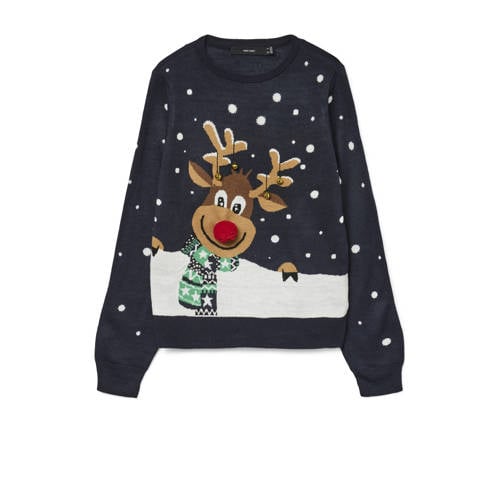 VERO MODA kersttrui donkerblauw gebreid afbeelding