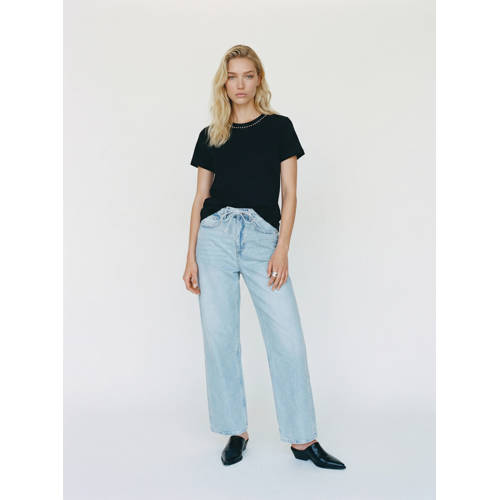 VERO MODA T-shirt zwart met parels afbeelding
