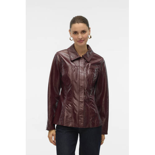 VERO MODA imitatieleren jasje donkerrood afbeelding