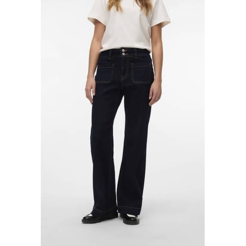 VERO MODA high waist loose fit jeans dark blue denim afbeelding