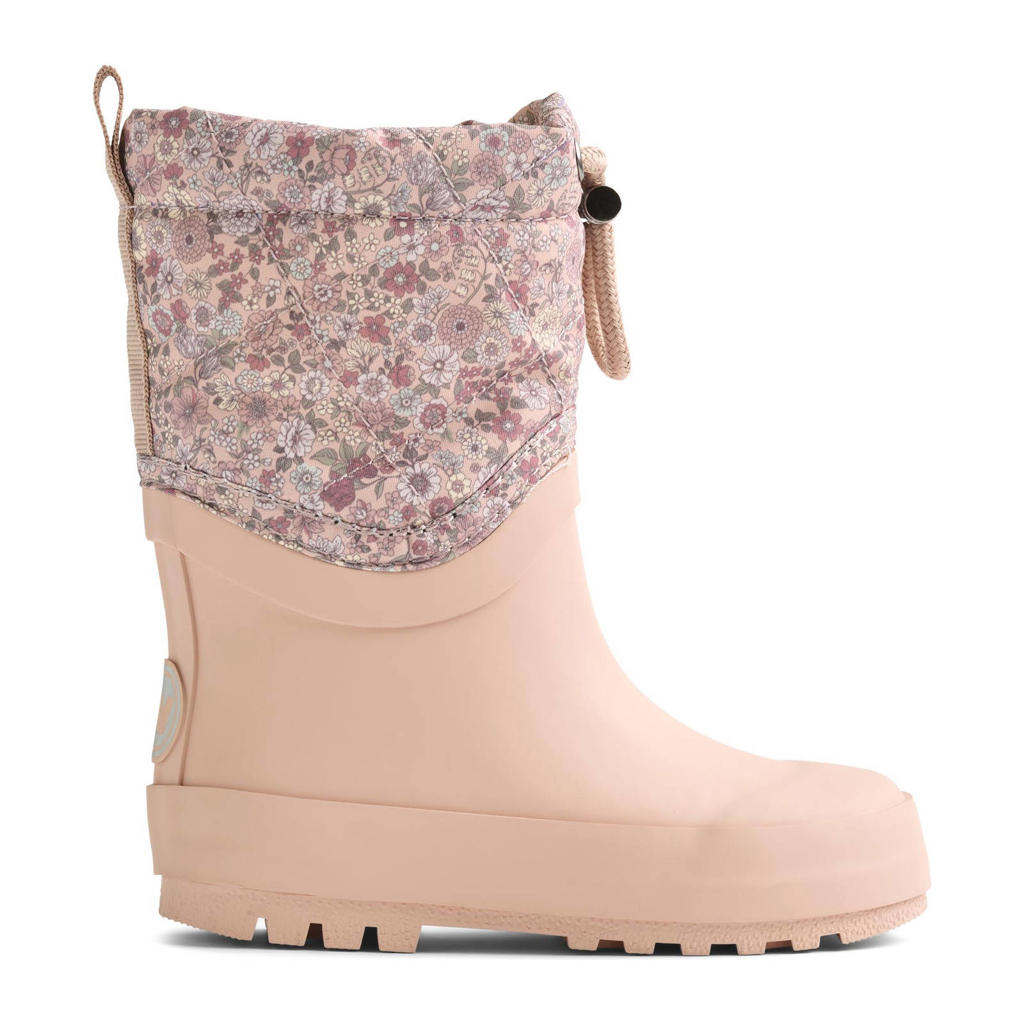 Roze meisjes Wheat Drizzle gevoerde regenlaarzen van 50% rubber en 50% polyester met trekkoorden