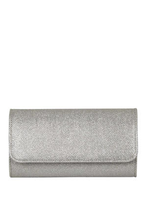 clutch met glitters Dionne zilverkleurig