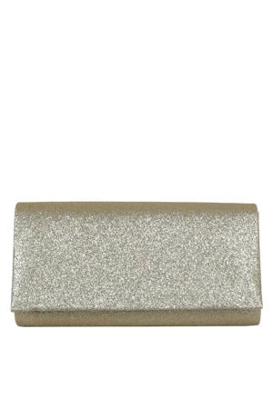 clutch met glitters goudkleurig