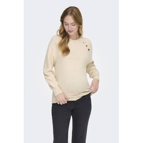 ONLY MATERNITY zwangerschaps trui beige fijn gebreid afbeelding