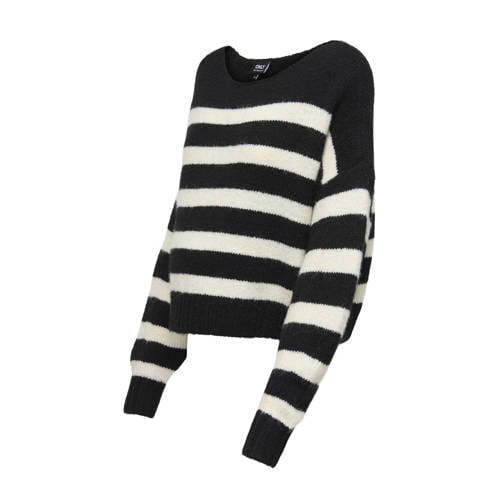ONLY MATERNITY zwangerschaps trui gebreid zwart/wit afbeelding