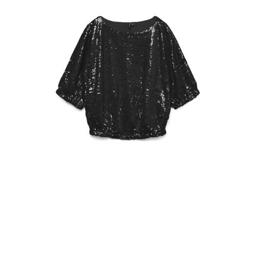 VERO MODA glitter top zwart met pailletten afbeelding