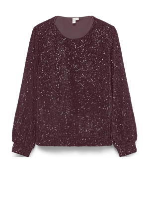 top donkerrood met pailletten
