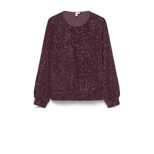 VERO MODA top donkerrood met pailletten afbeelding