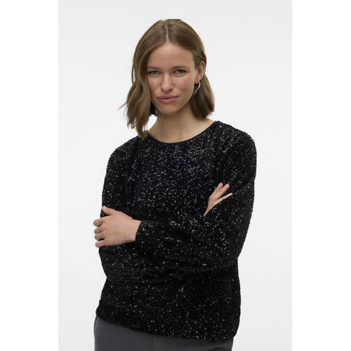 VERO MODA top zwart met pailletten afbeelding