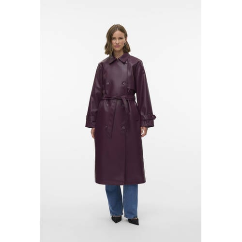 VERO MODA imitatieleren jas donkerpaars afbeelding