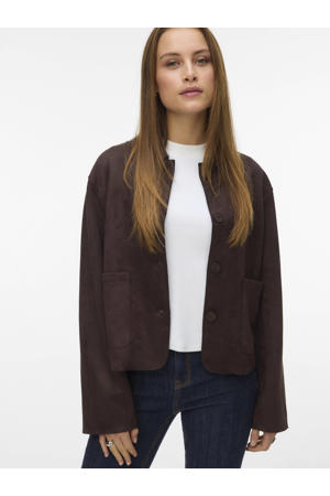suede jasje donkerbruin