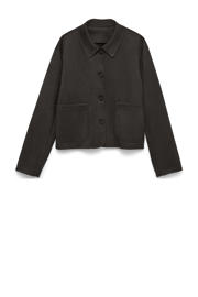 thumbnail: Donkerblauwe dames VERO MODA suede jasje met effen, lange mouwen, klassieke kraag en knoopsluiting