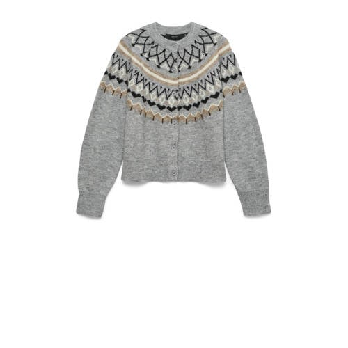 VERO MODA geruit gebreid vest grijs melange afbeelding