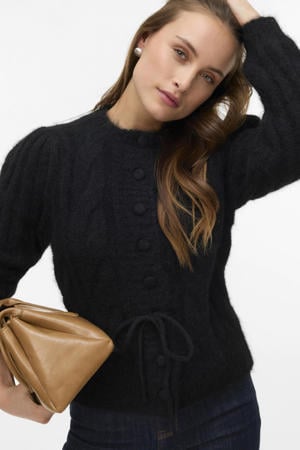 vest zwart met kabels