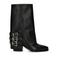 Sacha leren bikerboots met flap zwart