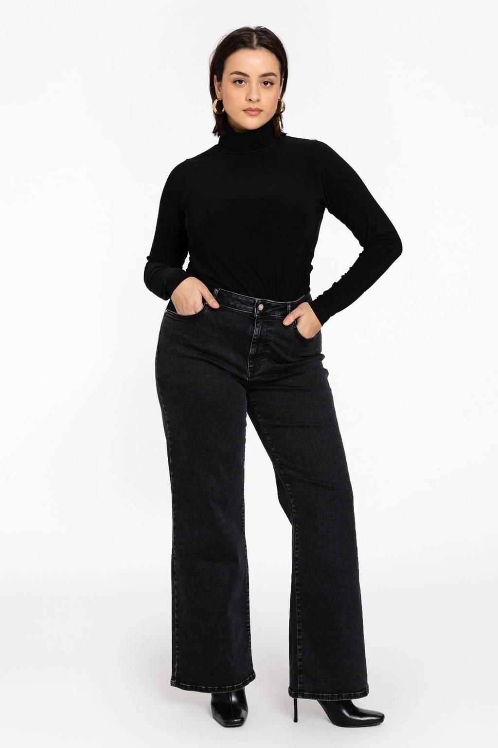 YOEK high waist wide leg jeans black denim