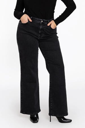 high waist wide leg jeans black denim