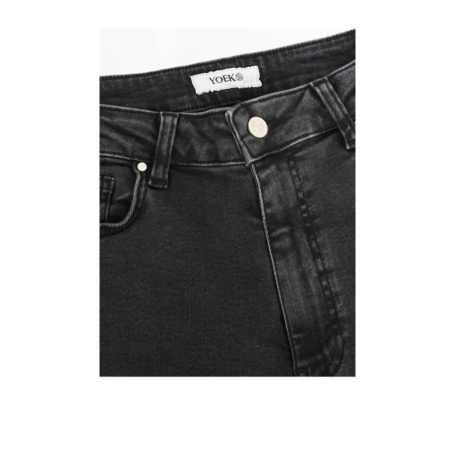 YOEK high waist wide leg jeans black denim