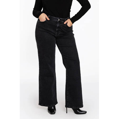 YOEK high waist wide leg jeans black denim afbeelding