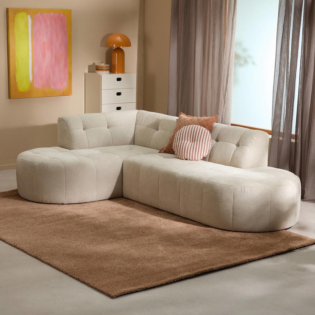NOUS Living hoekbank met ronde hoek Aura - beige