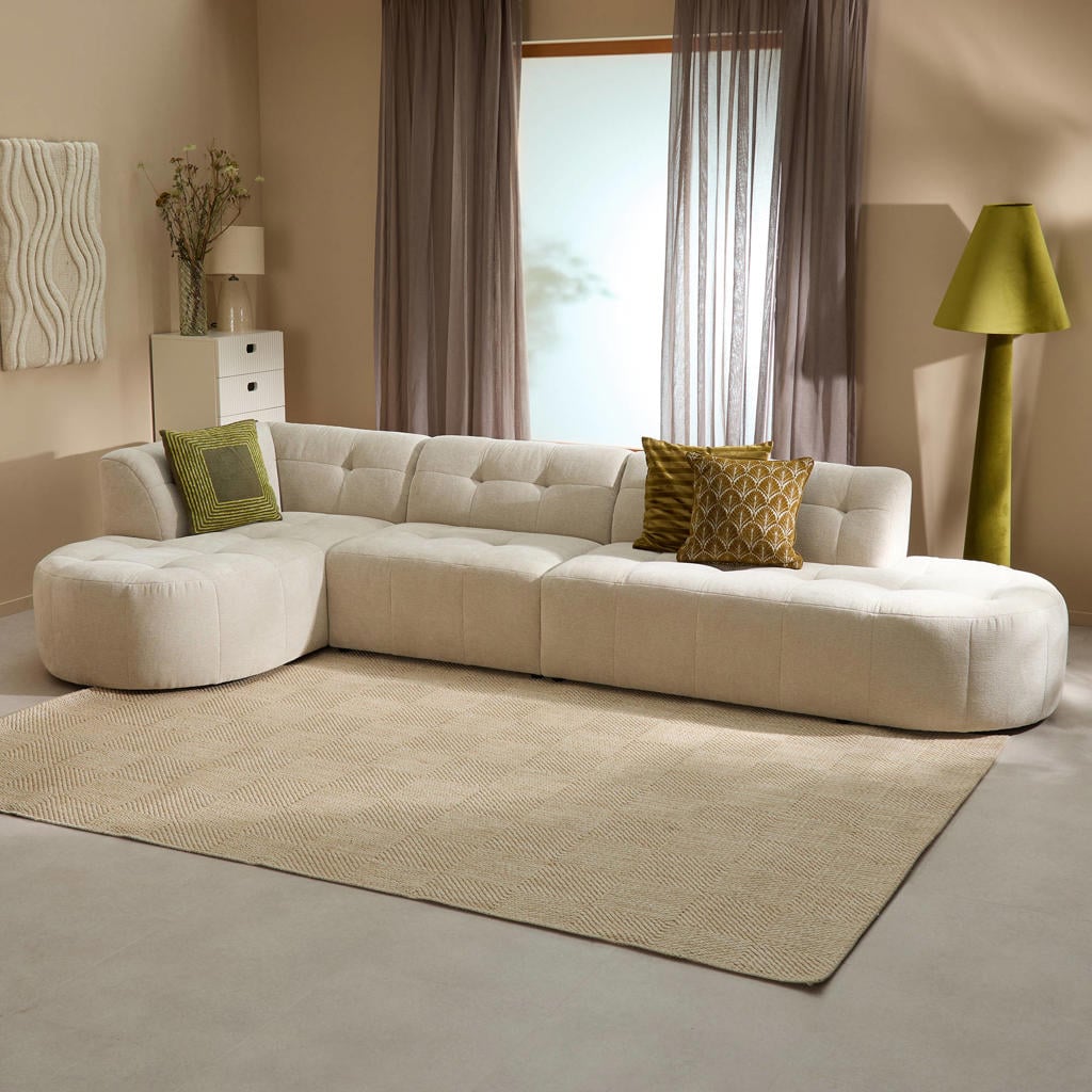 NOUS Living hoekbank Aura met ronde hoek - beige