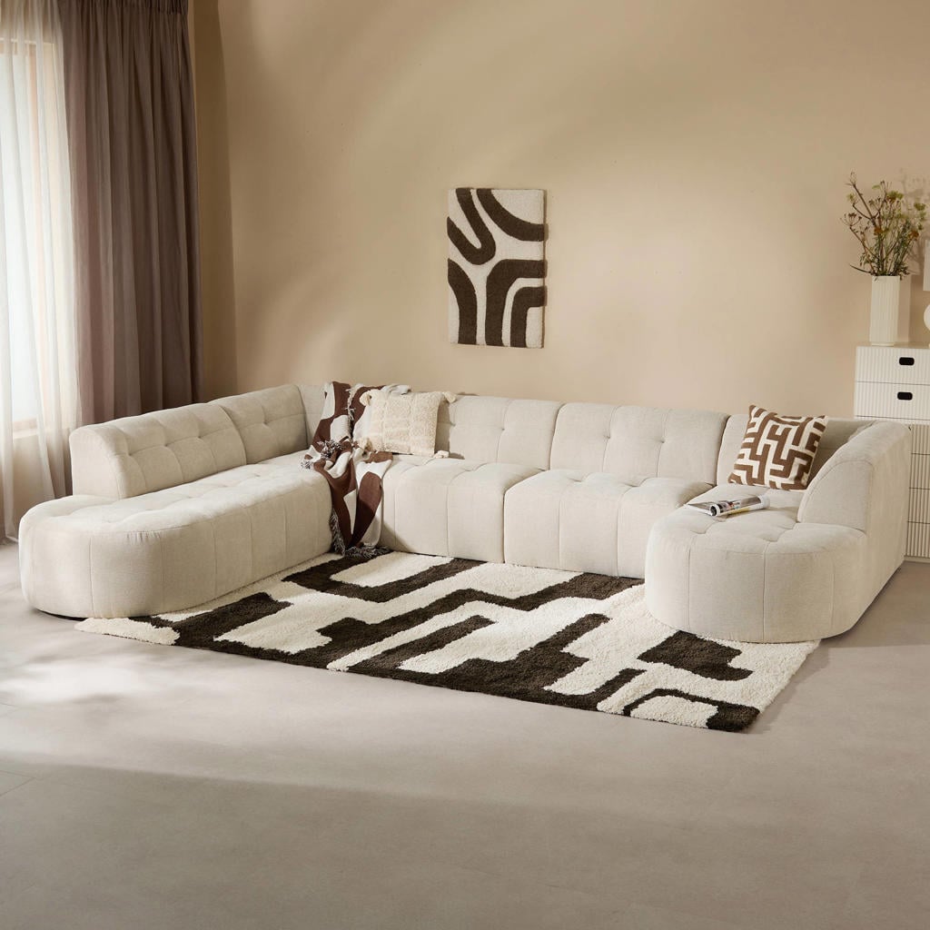 NOUS Living hoekbank Aura met ronde hoek - beige