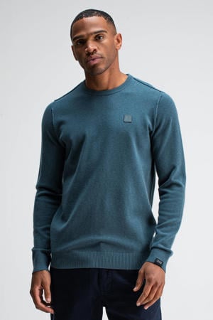 trui met wol fijn gebreid blauw