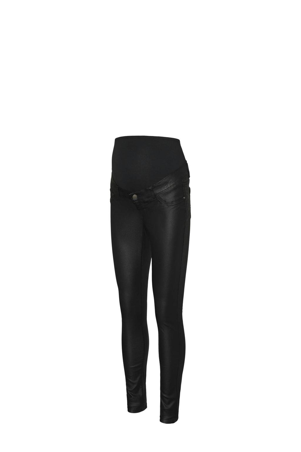 Zwarte dames MAMALICIOUS low waist zwangerschaps slim fit jeans met effen