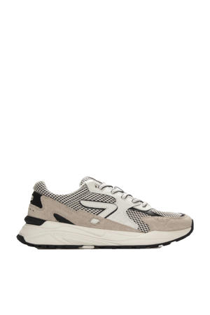 Grid sneakers zwart/ecru/beige