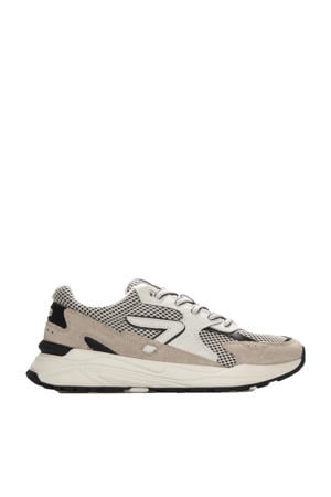 Grid sneakers zwart/ecru/beige