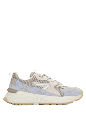 Grid sneakers beige/lichtblauw