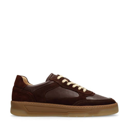 Manfield leren sneakers bordeaux afbeelding