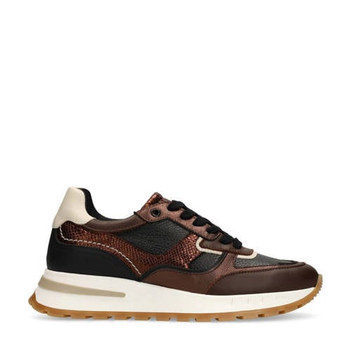 Manfield leren sneakers bruin afbeelding