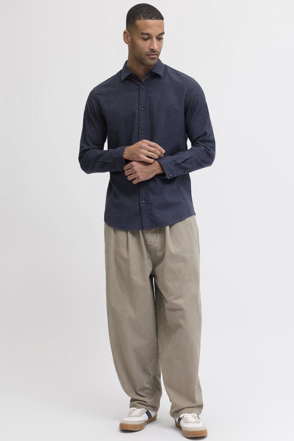 JACK & JONES ESSENTIALS regular casual overhemd donkerblauw