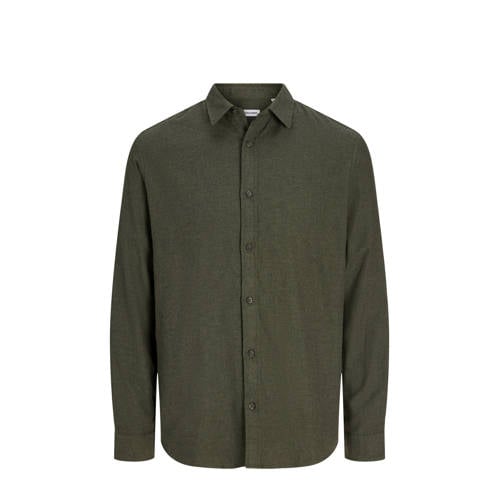 JACK & JONES ESSENTIALS regular casual overhemd donkergroen afbeelding