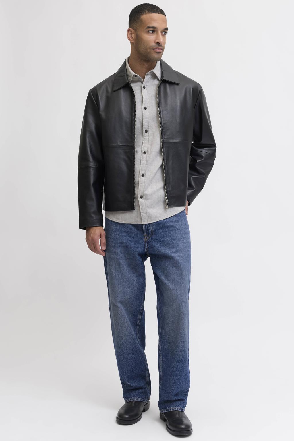 JACK & JONES ESSENTIALS regular casual overhemd lichtgrijs