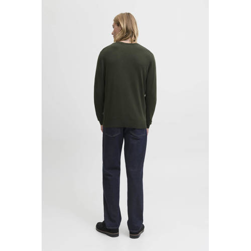 JACK & JONES ESSENTIALS trui fijn gebreid donkergroen afbeelding